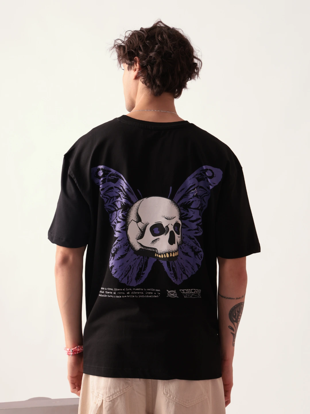 Cicada Apparels | Cicada Black Butterfly Skull Oversized Tshirt