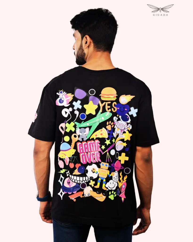 cicada game over black popular oversized tshirt